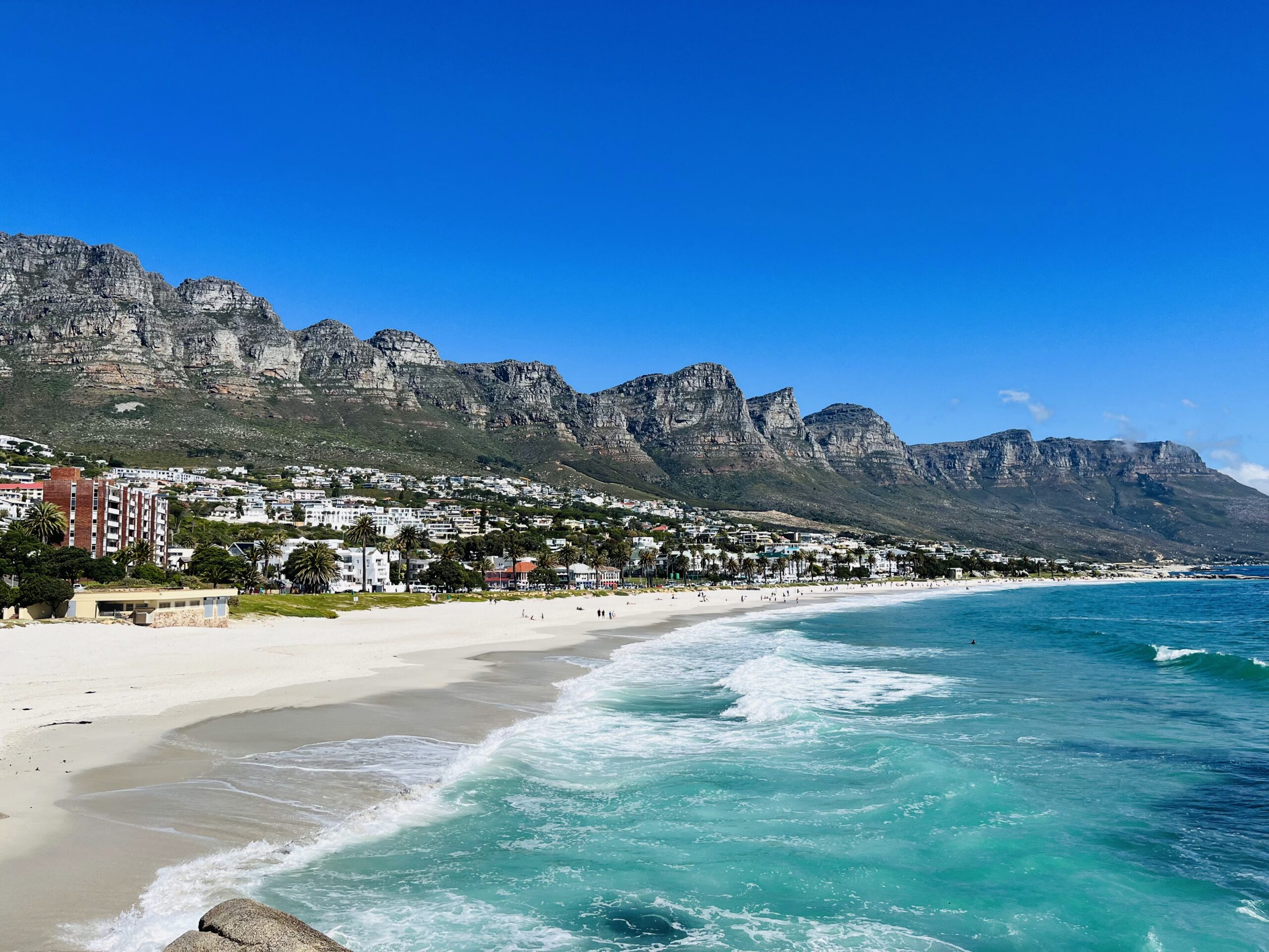 Camps Bay Beach with view of Twelve Apostles
