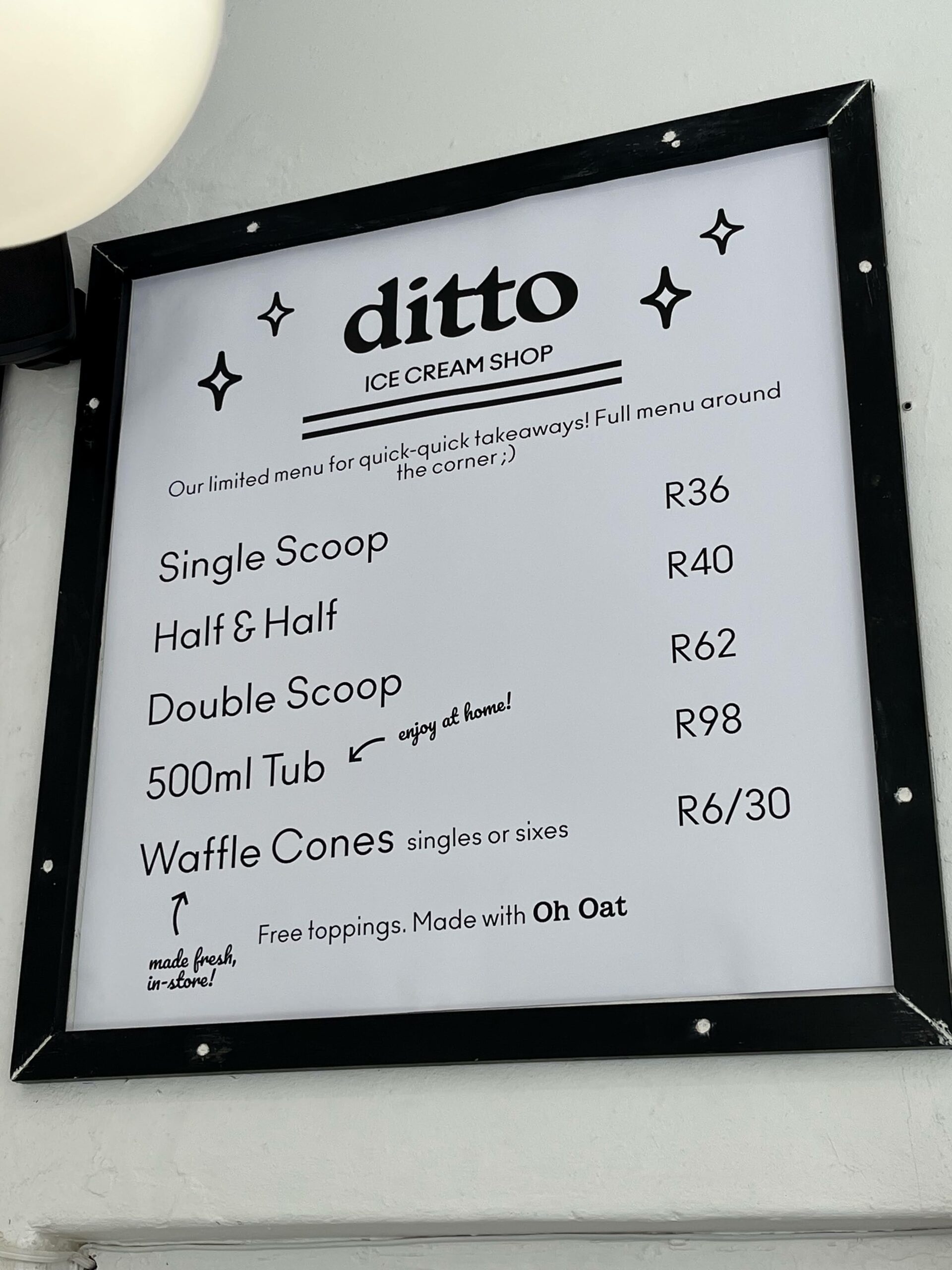 Ditto Ice Cream Shop Prices