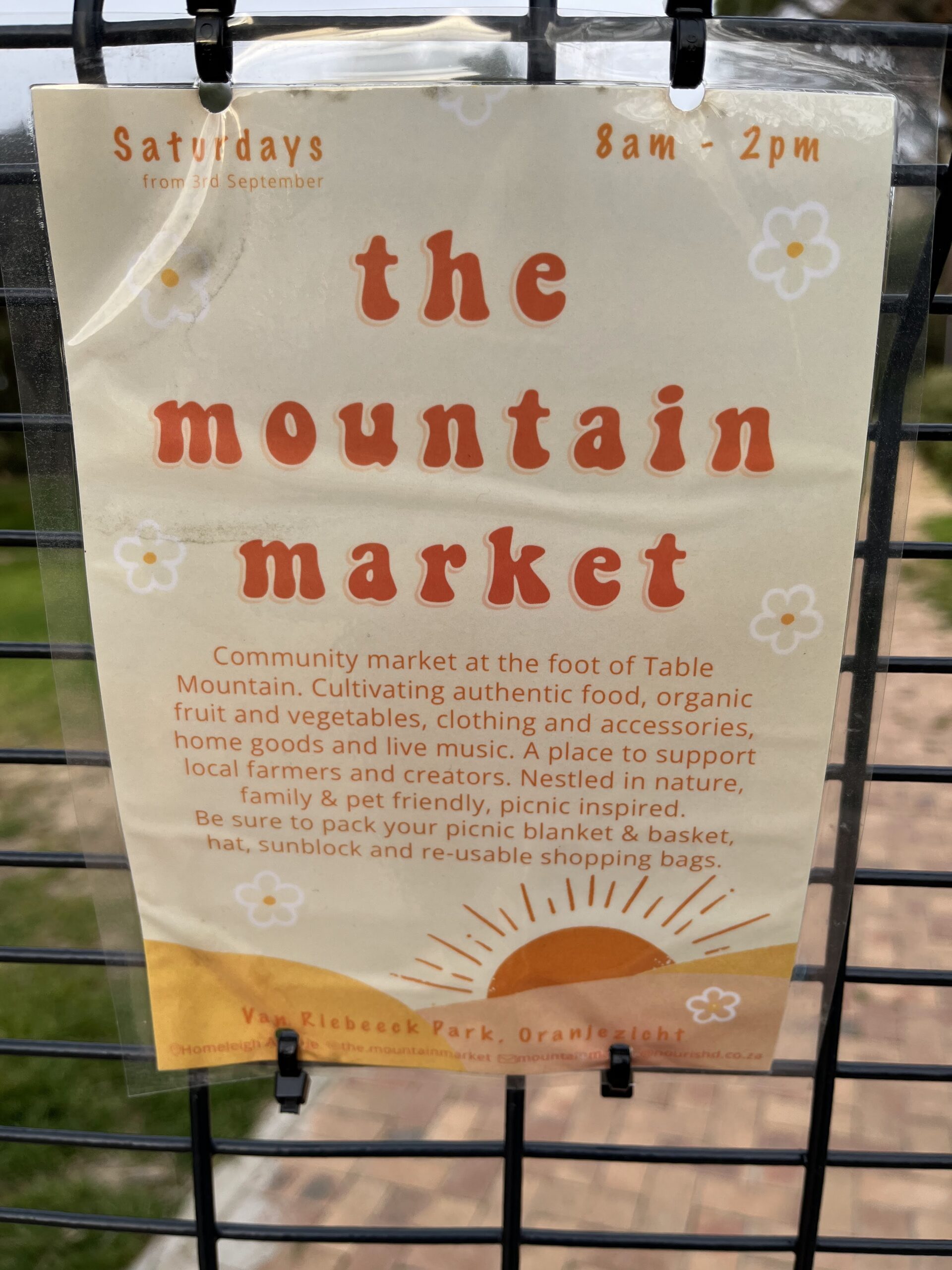 Van Riebeeck Park Mountain Market Sign