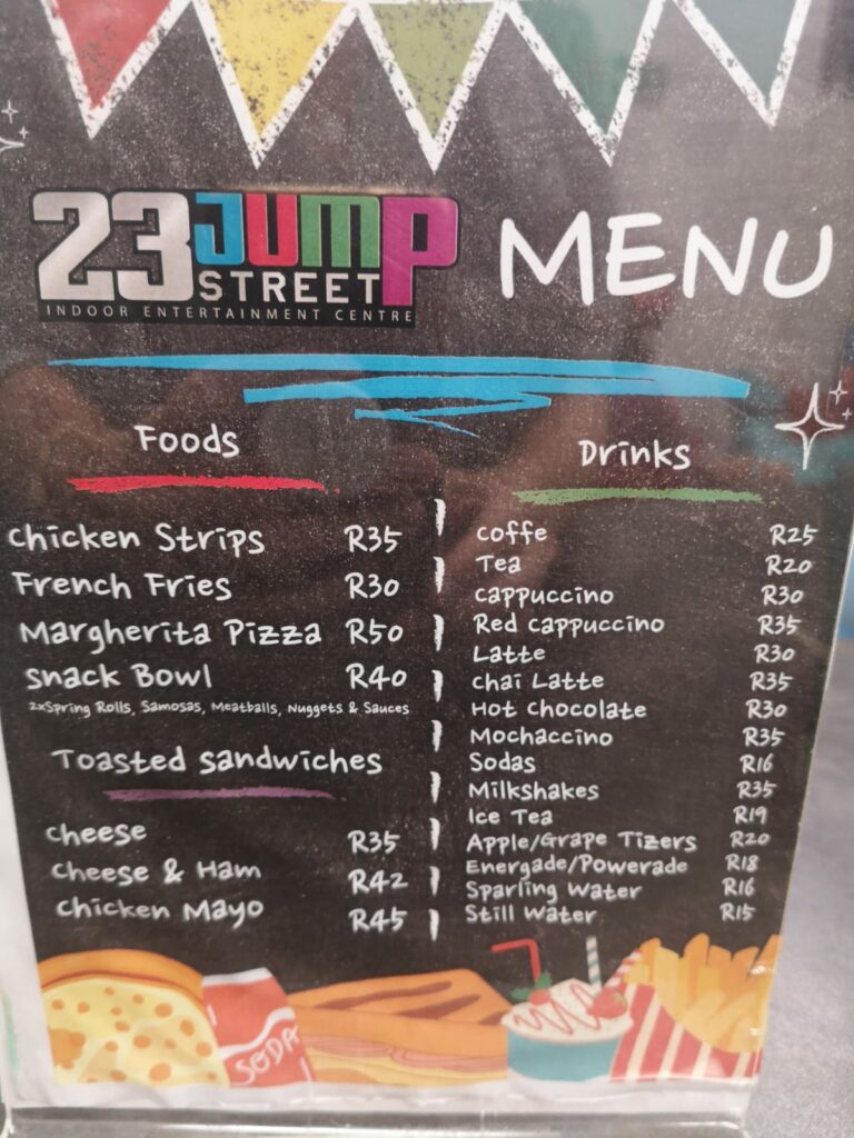 23 Jump Street Food Menu