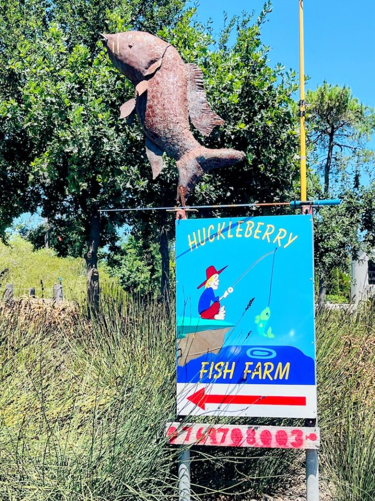 Huckleberry Fish Farm Direction Sign
