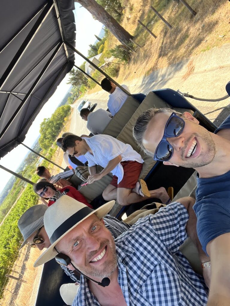 Wine Tractor Selfie with Andrew on the tractor